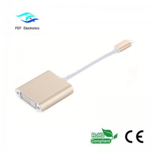 USB TYPE-C till DVI kvinnlig omvandlare ABS-skalkod: FEF-USBIC-003