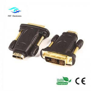 DVI (24 + 1) hane till HDMI hona adapter guld / nickel kod: FEF-HD-005